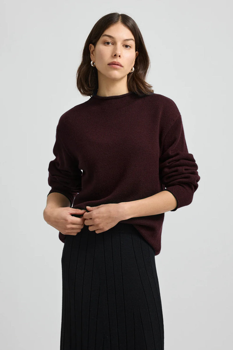 Toorallie relaxed fit Mock neck- Dark choc