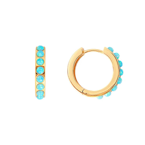 Blue Opal Crystal Midi Hoops