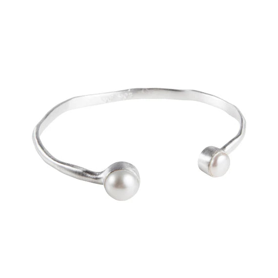 Double pearl cuff- silver