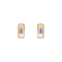 Crystal emerald cut huggies