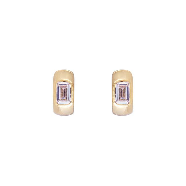 Crystal emerald cut huggies