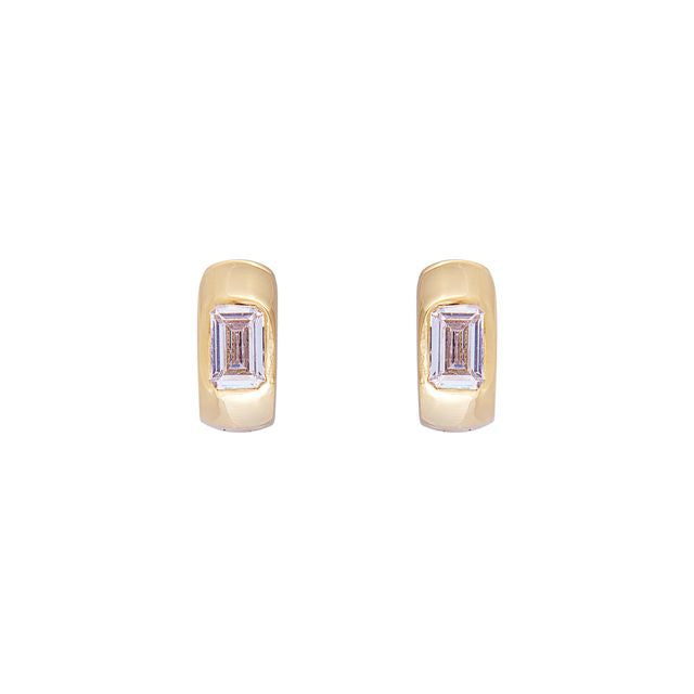 Crystal emerald cut huggies