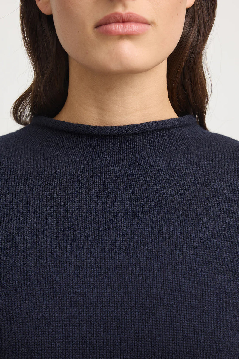 Relaxed fit mock neck- FNavy