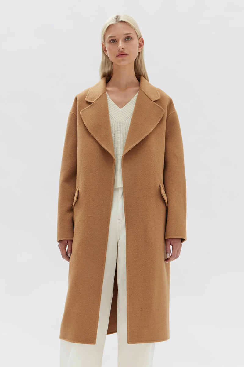 Sadie Single Breasted Wool Coat- Camel