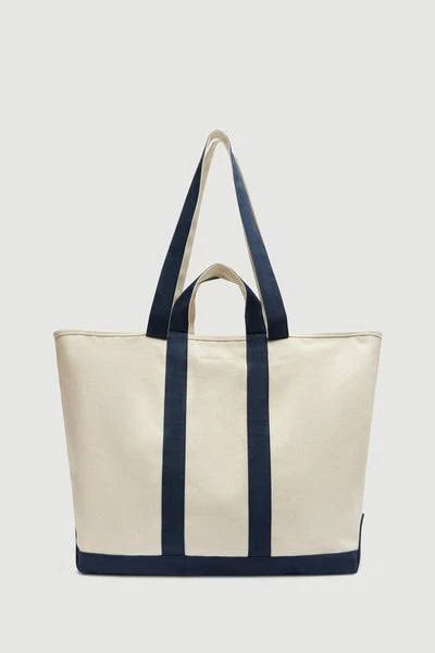 Canvas weekend tote-ecru/true navy