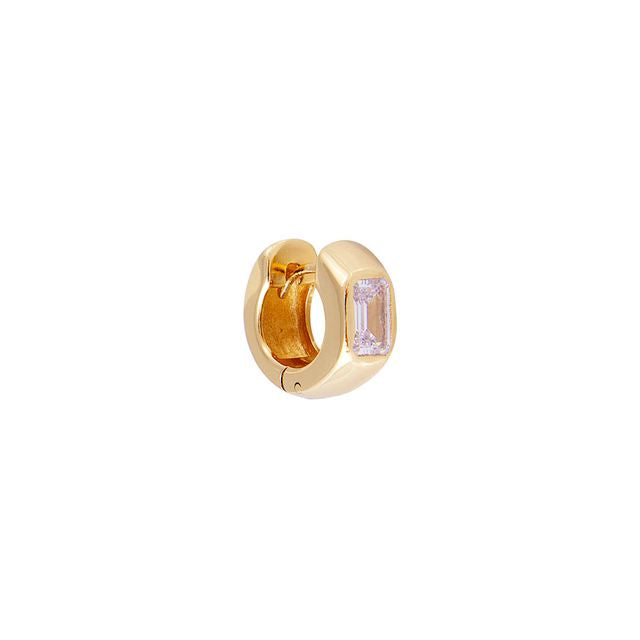 Crystal emerald cut huggies