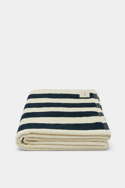 Multi stripe beach towel- bahama blue/cream