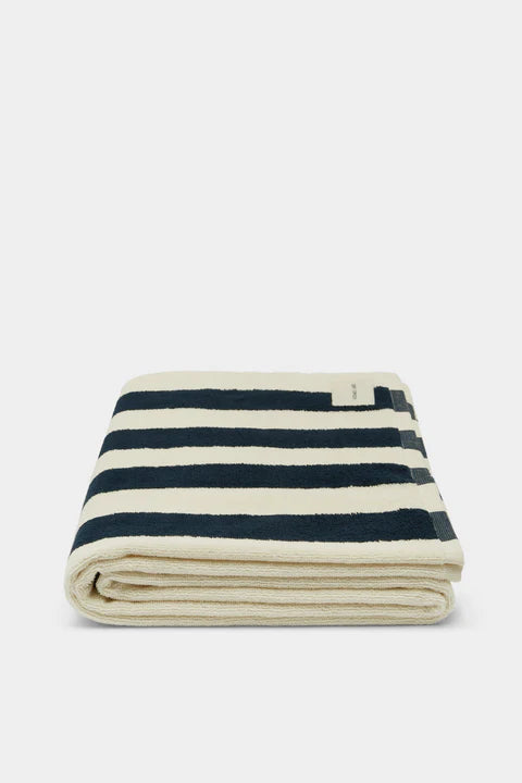 Multi stripe beach towel- bahama blue/cream