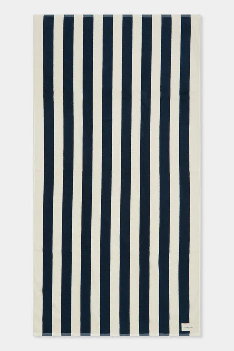 Multi stripe beach towel- bahama blue/cream